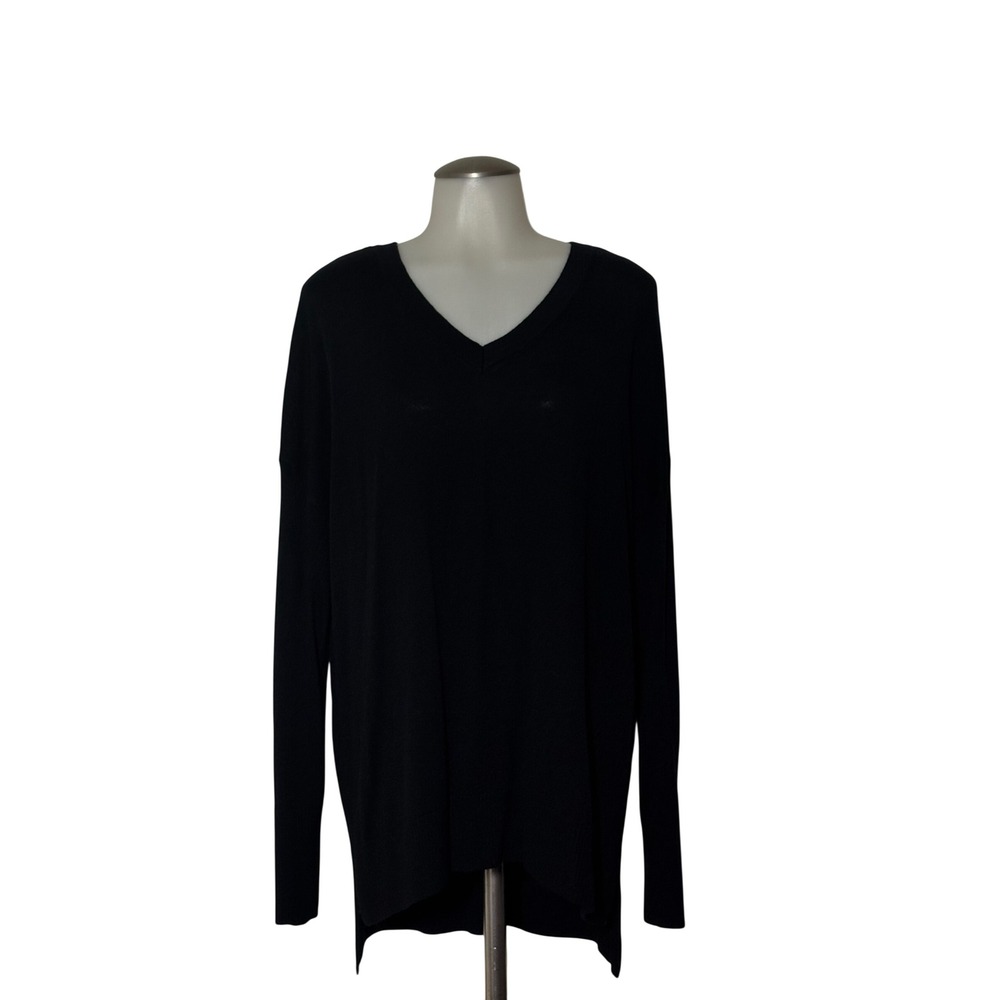 Vision 155 Pullover V-Neck Women XL Black Button Cuff High-Low Excellent